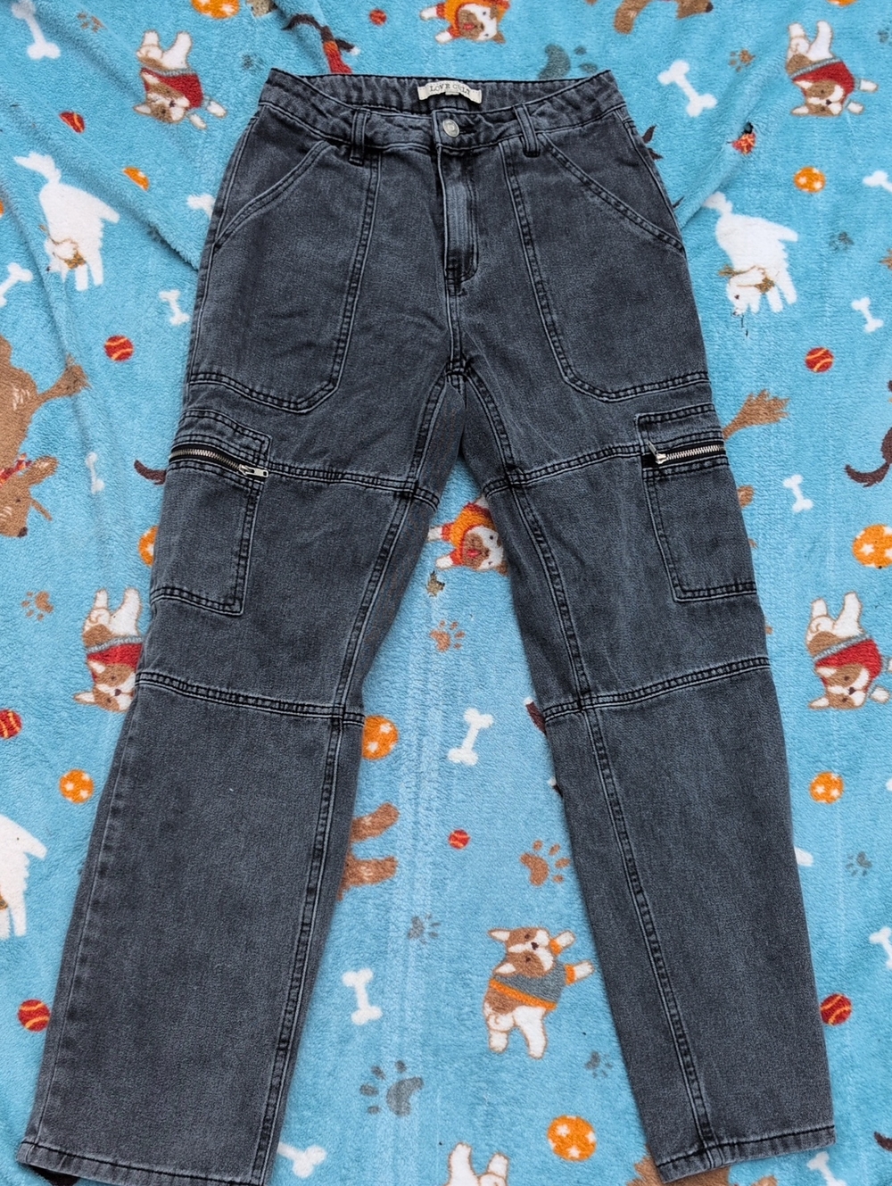 Love Cult Gray Cargo-Stitch Jeans 6